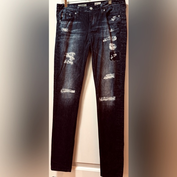 Adriano Goldsmith AG Black Digital Lux Denim Printed Skinny Jeans- Rare - Picture 1 of 11